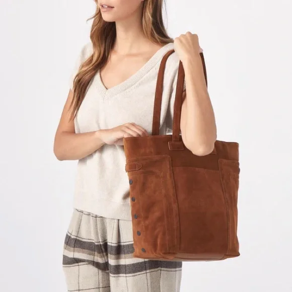 Hammitt Otis Tote Bag in Mahogany Brushed Suede w/ Leather Trim - Picture 16 of 16